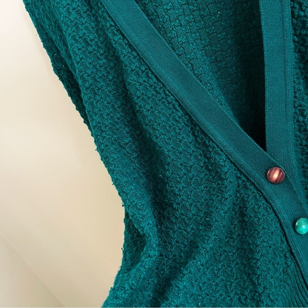 Vintage Sweater Bazaar V neck cardigan sweater large preppy coastal chic classic - Picture 4 of 8